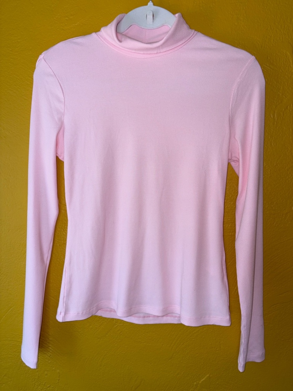 HALARA Light Pink Long-Sleeve Ribbed Turtleneck Top Size L Super thin & smooth!
